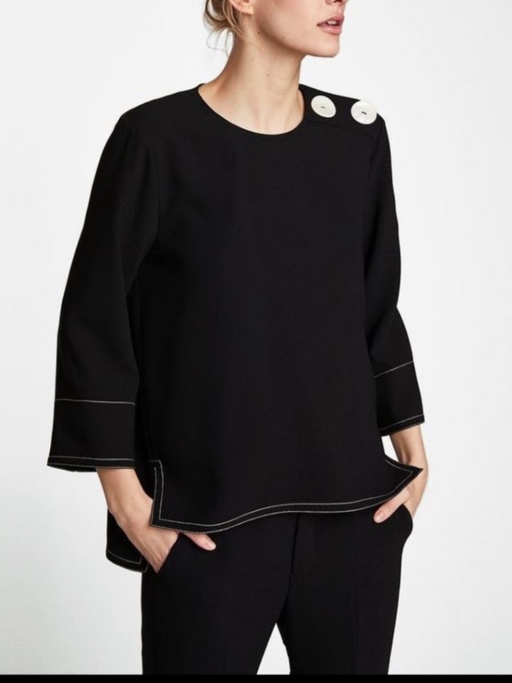 Zara Black Top with Silver Buttons